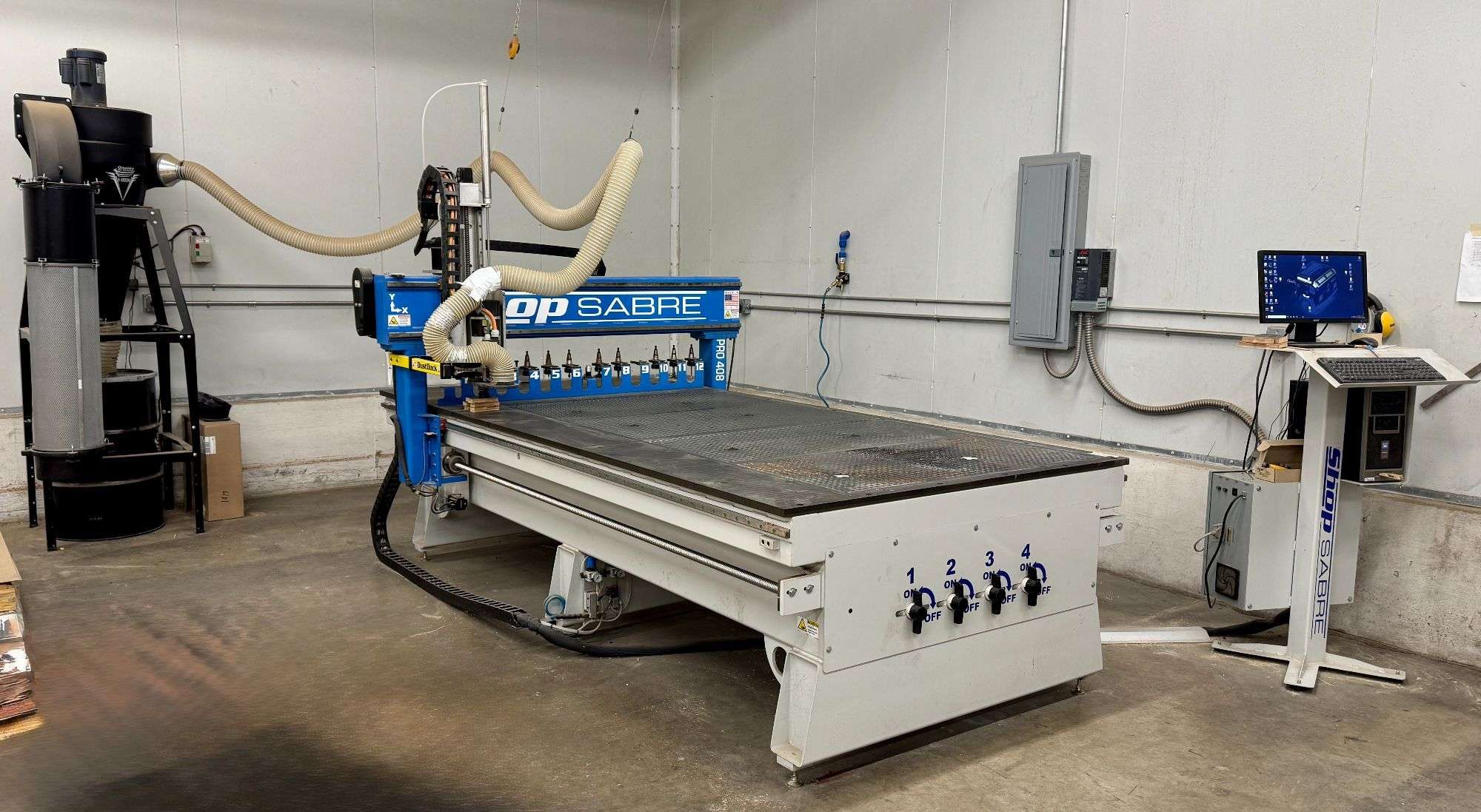 ShopSabre PRO CNC router in the Bam Woodworks shop